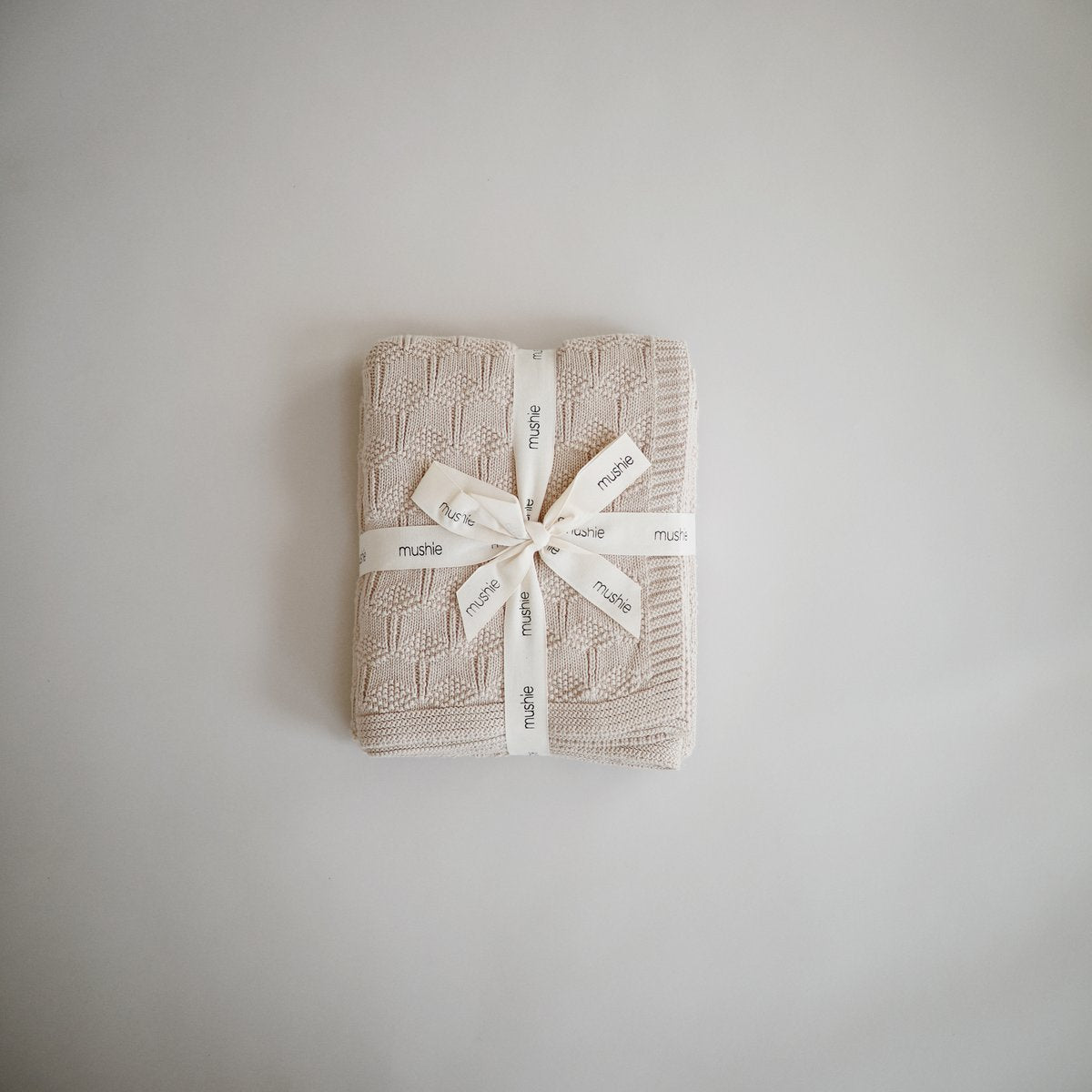 Mushie | Knitted Honeycomb Baby Blanket - Beige