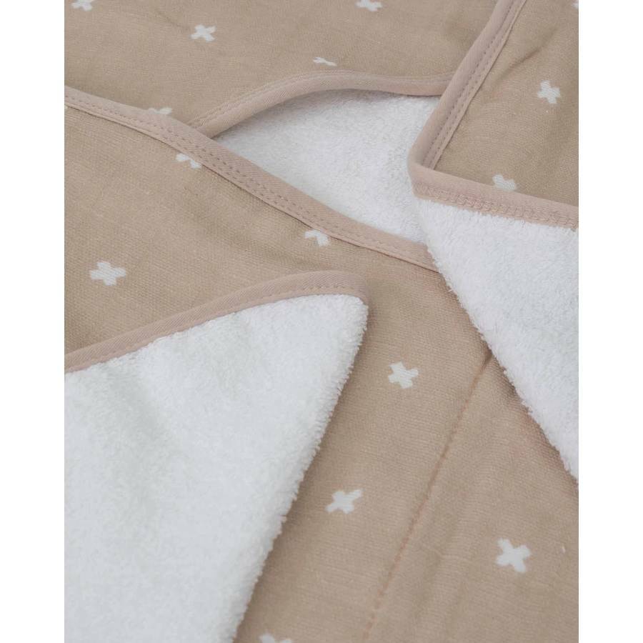 Little Unicorn | Hooded Towel & Wash Cloth - Taupe Cross