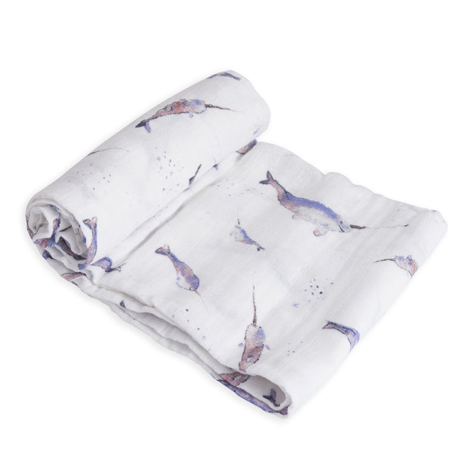 Little Unicorn | Cotton Muslin Swaddle - Narwhal