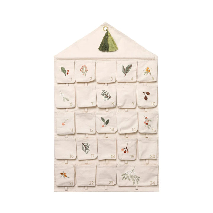 Fabelab | Embroidered Wall Advent Calendar - Yule Natural