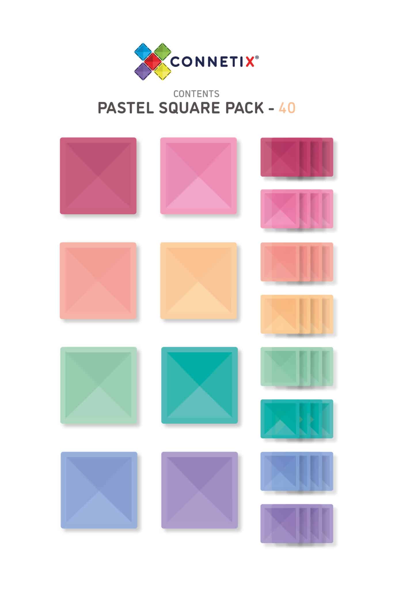 Connetix | Pastel Square Pack - 40pc