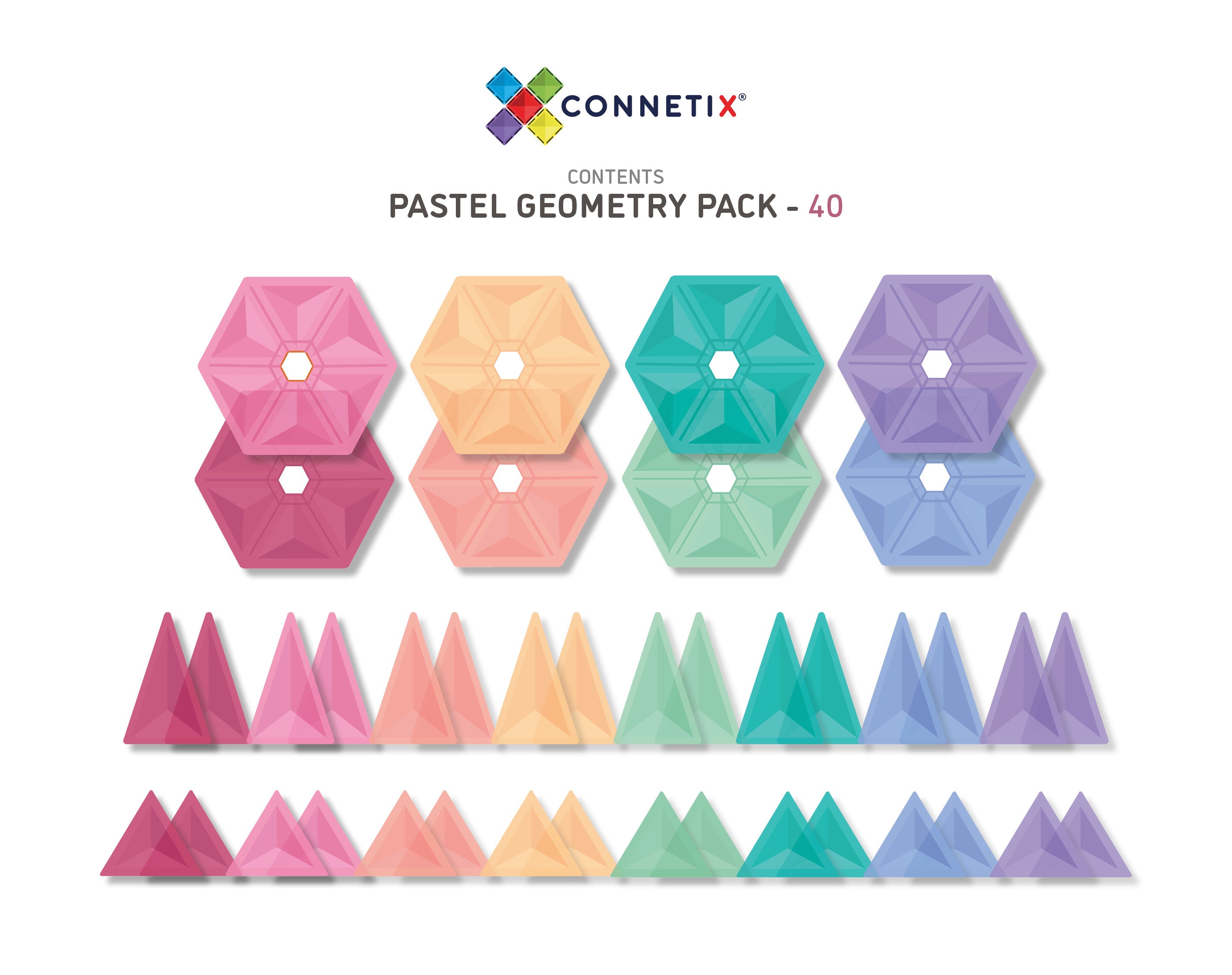 Connetix | Pastel Geometry Pack - 40pc