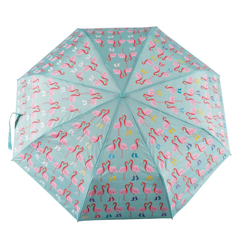 Floss & Rock | Fold Up Colour Change Umbrella - Flamingo