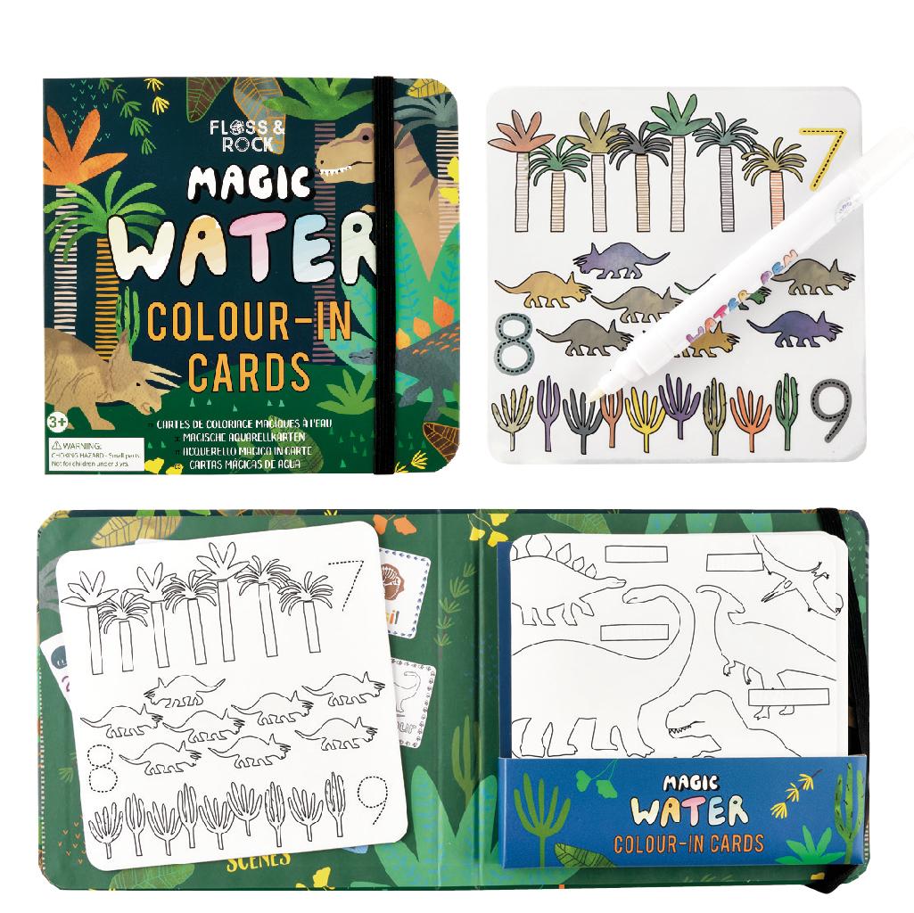 Floss & Rock | Magic Water Colour-in-Cards - Dino