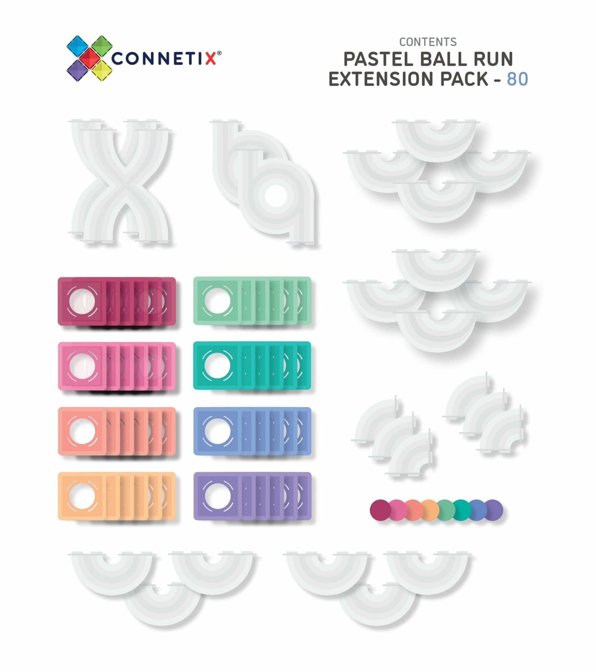 Connetix | Pastel Ball Run Expansion Pack - 80pc
