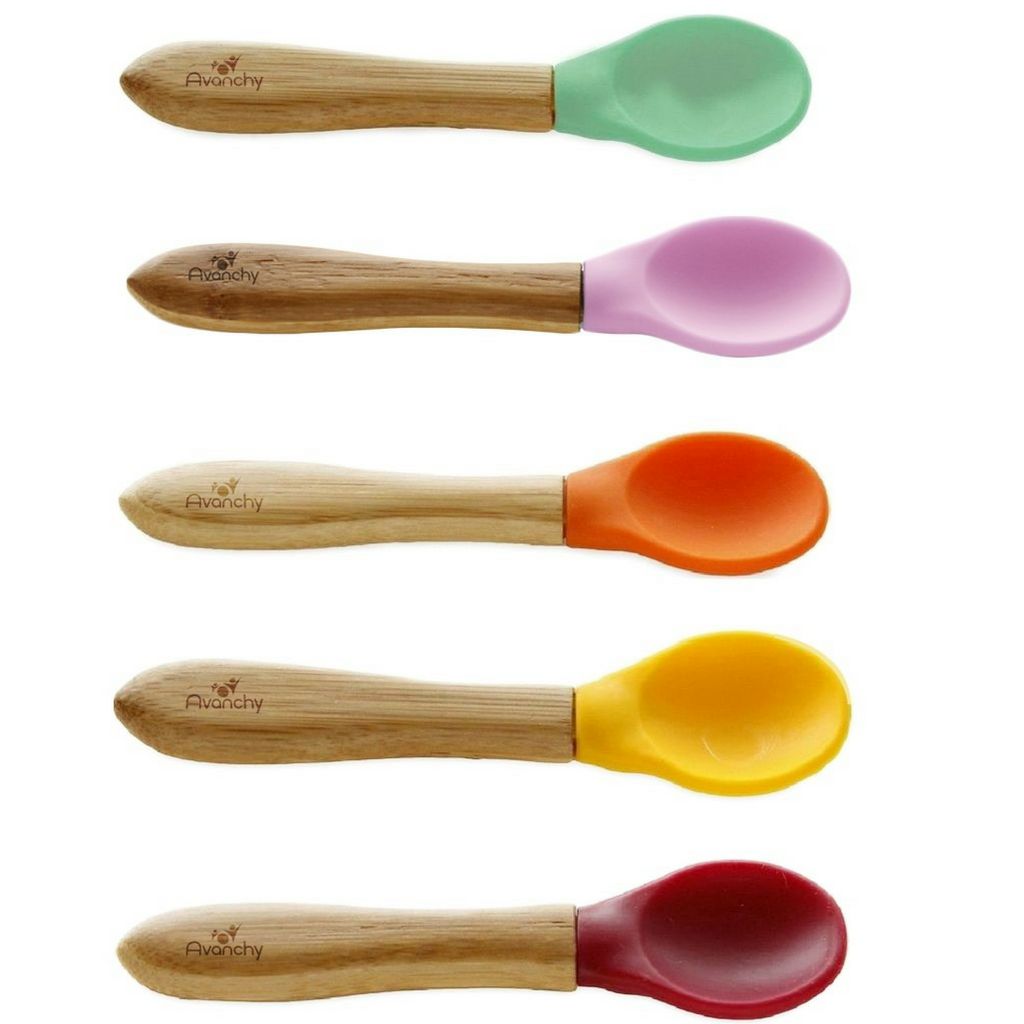 Avanchy | Bamboo & Silicone Baby Spoon | 5 pack