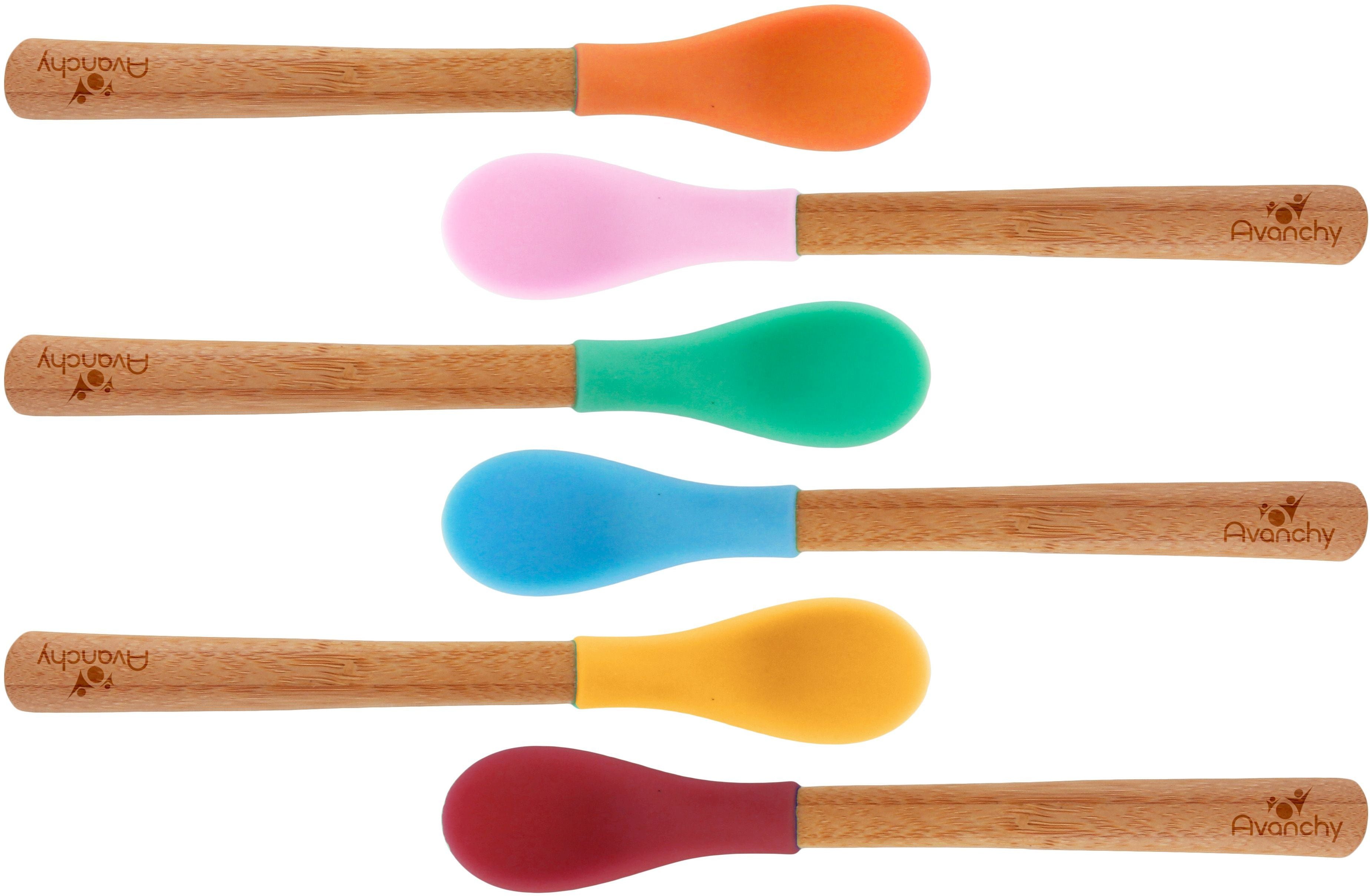 Avanchy | Bamboo & Silicone Infant Spoon | 5 pack
