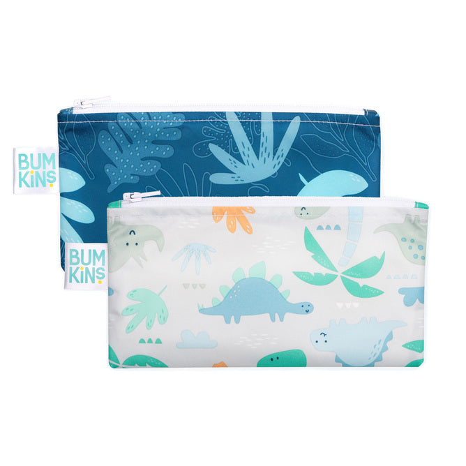 Bumkins | Small Snack Bag - Blue Tropic & Dinosaurs 2pk