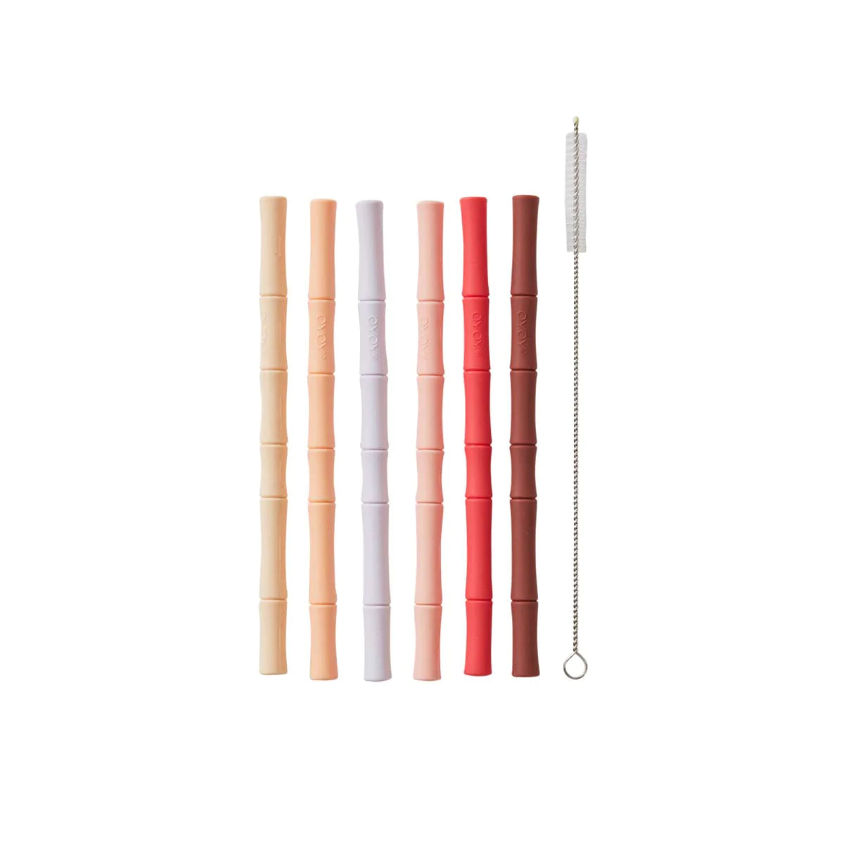 OYOY | Bamboo Silicone Straw - 6pk - Cherry Red / Vanilla
