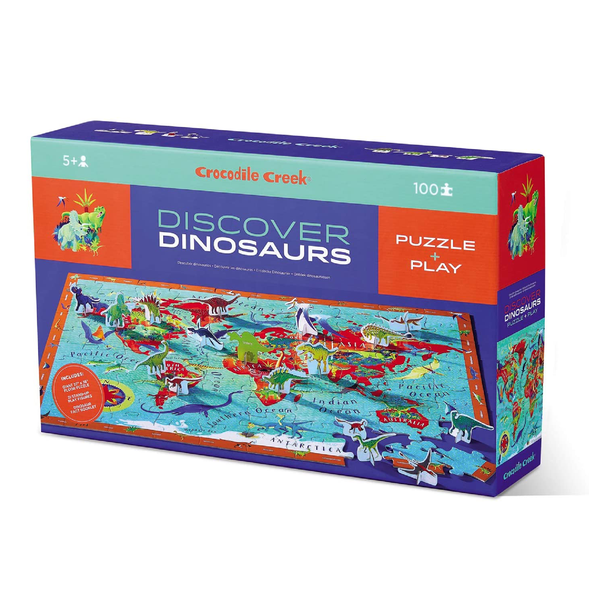 Crocodile Creek | Discover 100pc Puzzle + Play - Dinosaurs