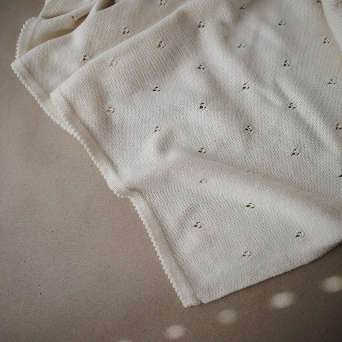 Mushie | Knitted Pointelle Baby Blanket - Ivory