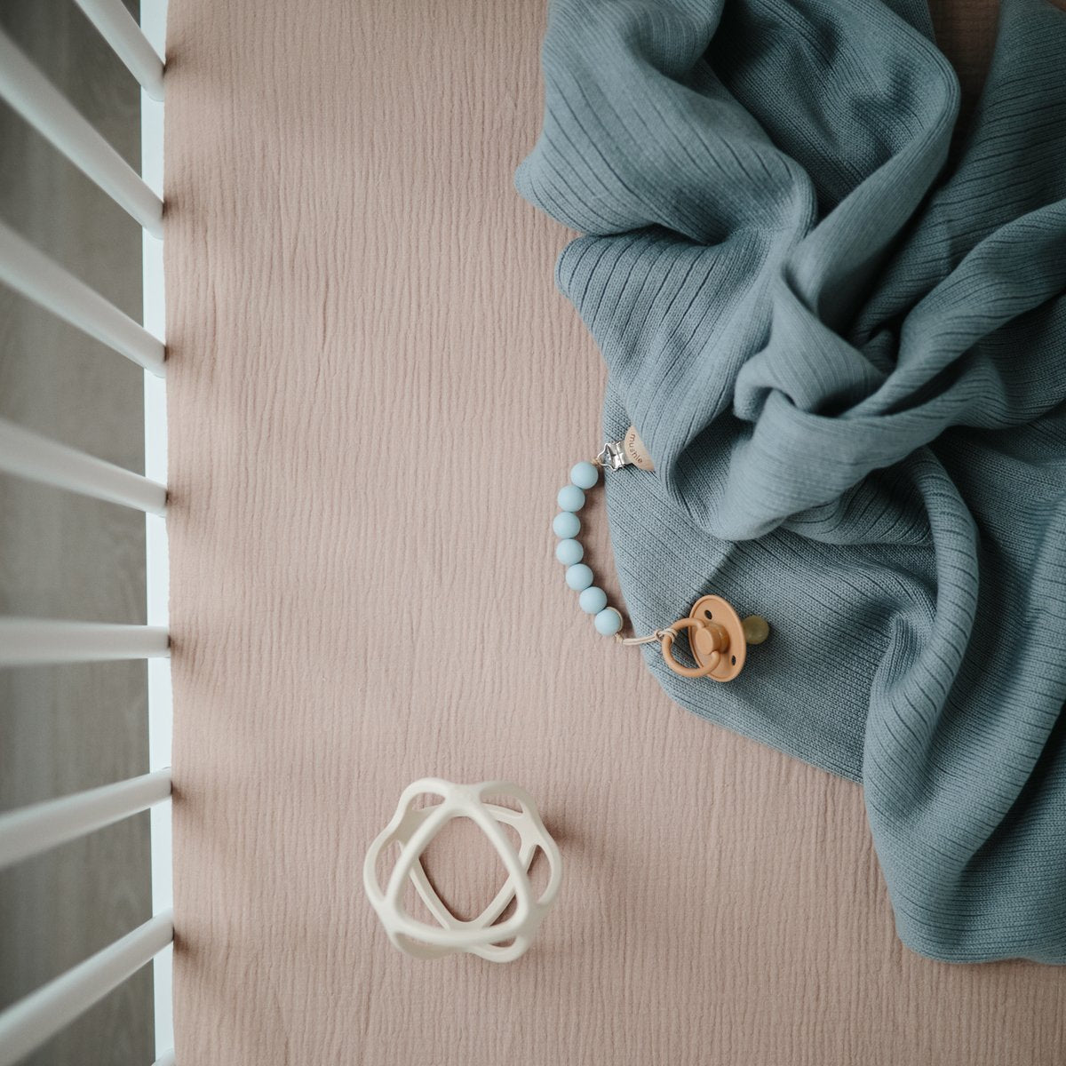 Mushie | Knitted Ribbed Baby Blanket - Smoke