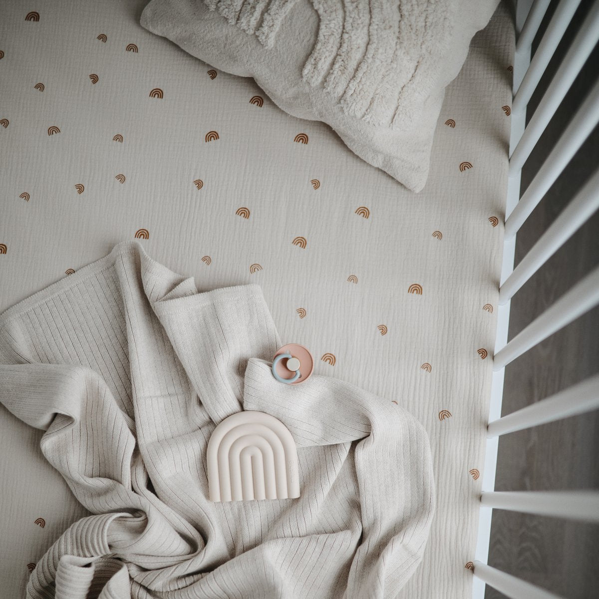 Mushie | Knitted Ribbed Baby Blanket - Beige Melange