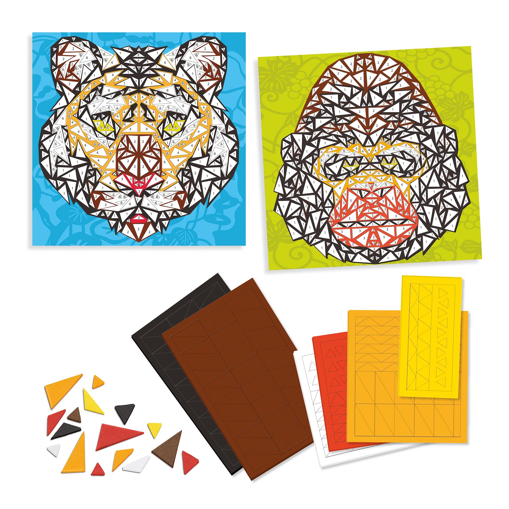 Djeco | Art By Number Mosaic Kit - Jungle Animals