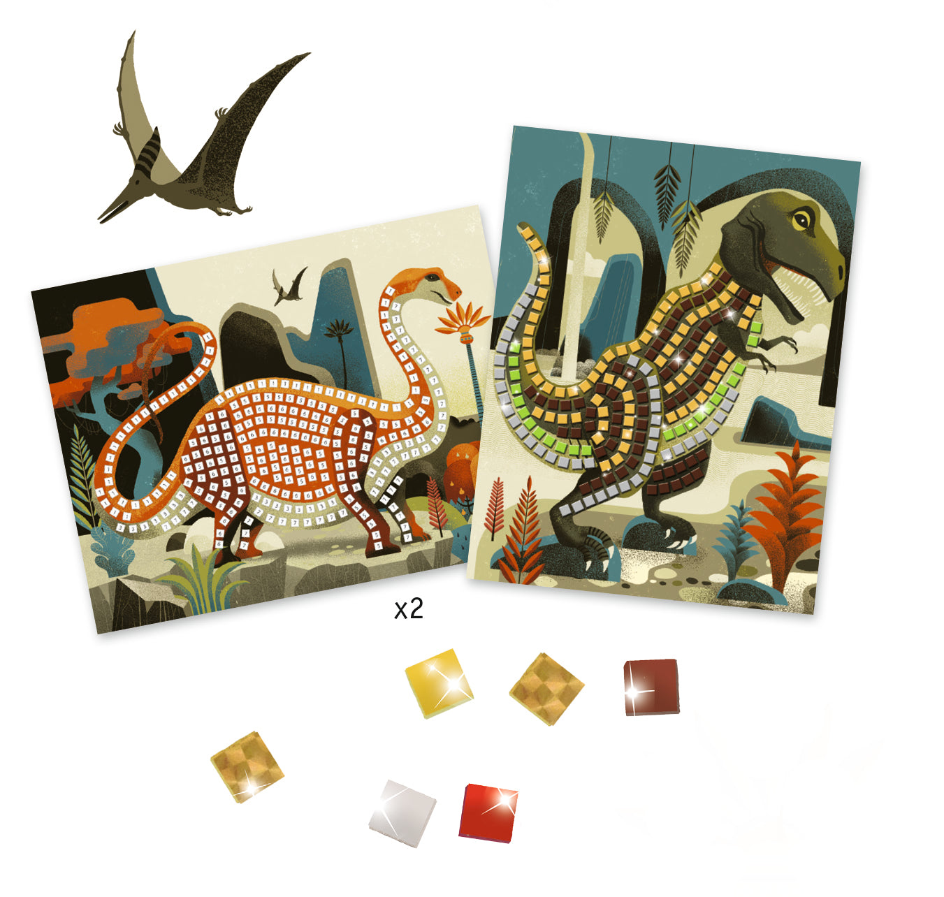 Djeco | Art By Number Mosaic Kit - Dinosaurs