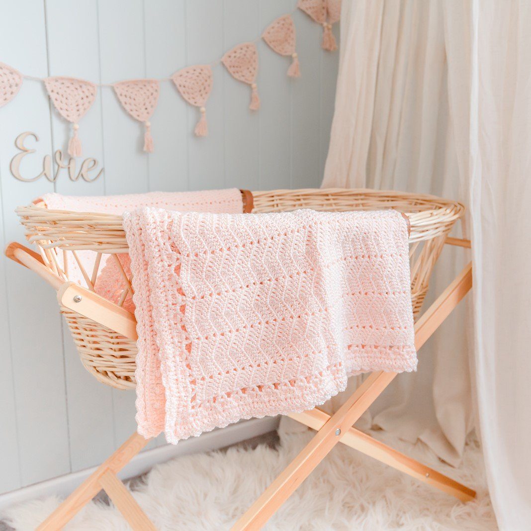 O.B Design | Crocheted Baby Blanket - Peach
