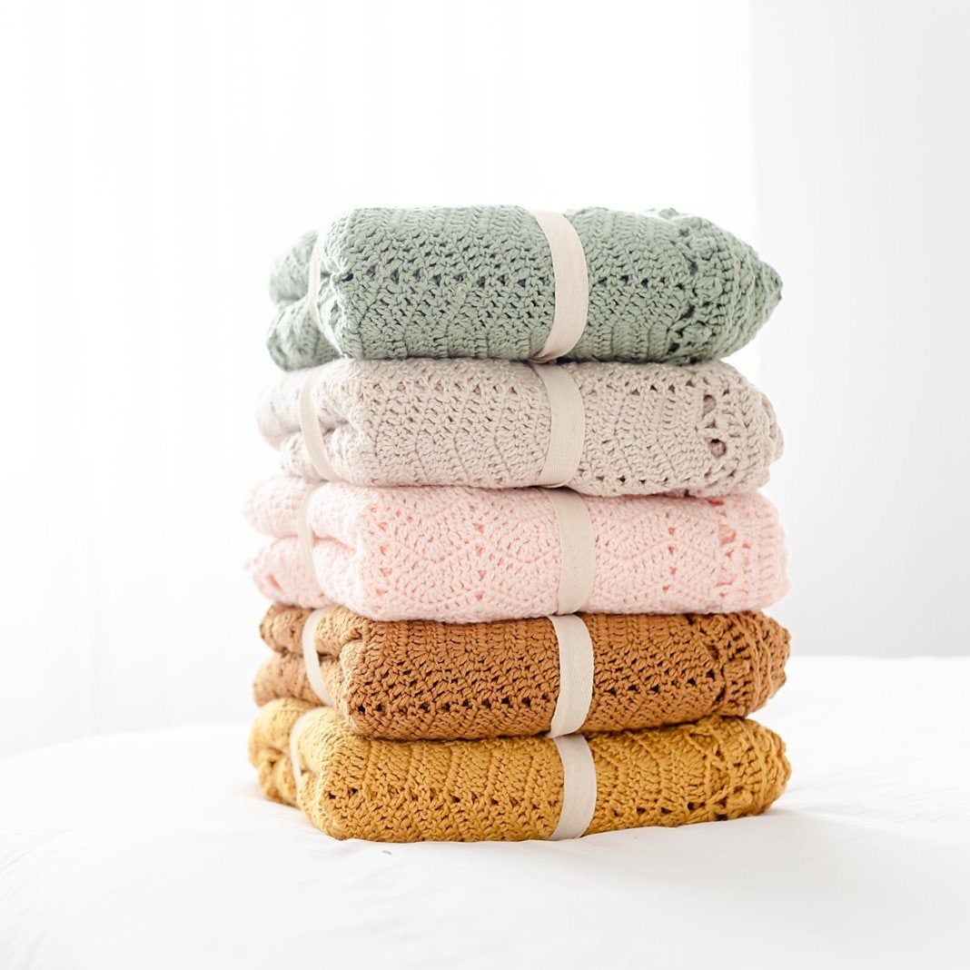 O.B Design | Crocheted Baby Blanket - Peach