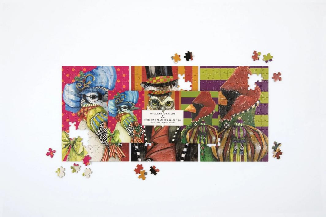 Galison | 3x 120pc Puzzle Set - MacKenzie-Childs Birds of a Feather Collection