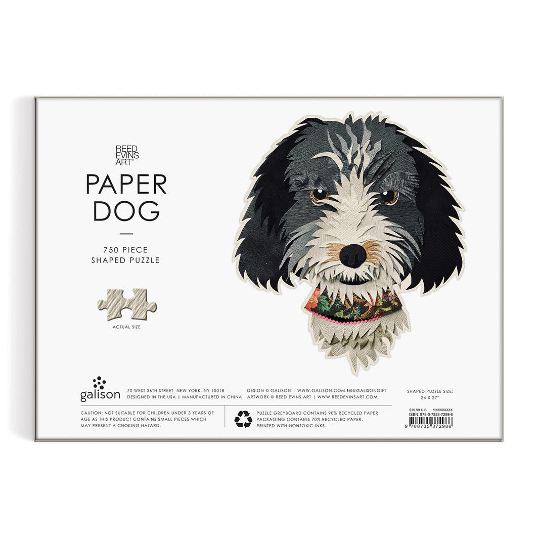 Galison | 750pc Shaped Jigsaw Puzzle - Paper Dogs