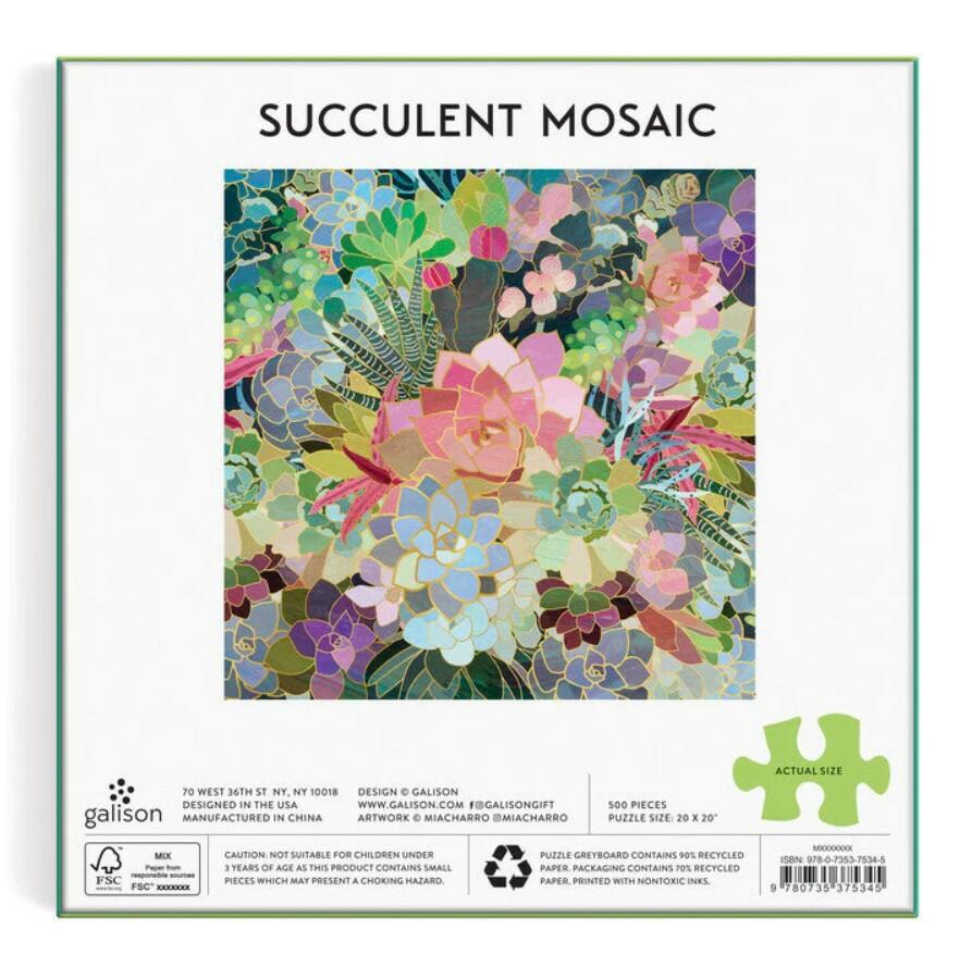 Galison | 500pc  Puzzle - Succulent Mosaic