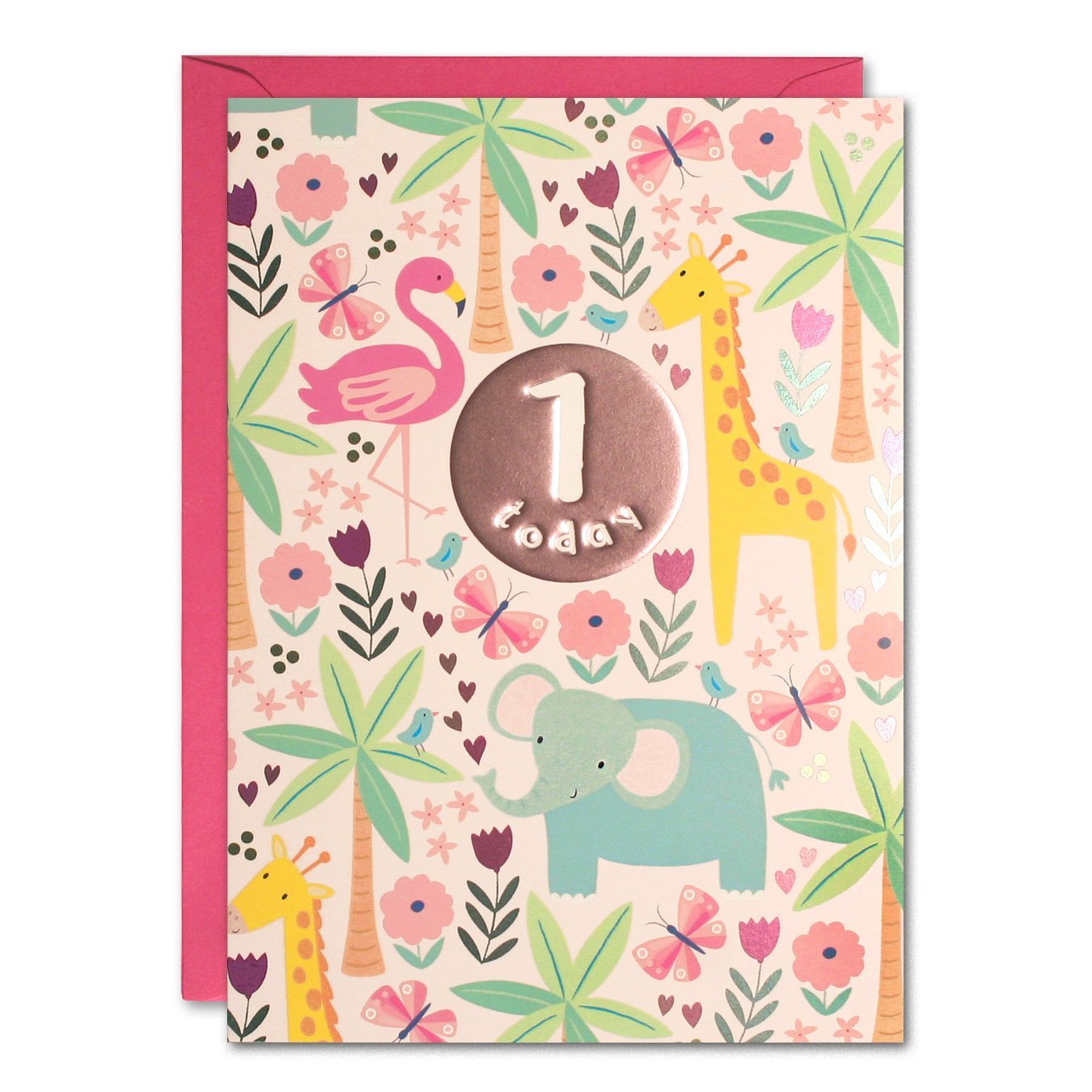 Birthday Card | Age 1 - Jungle Pink