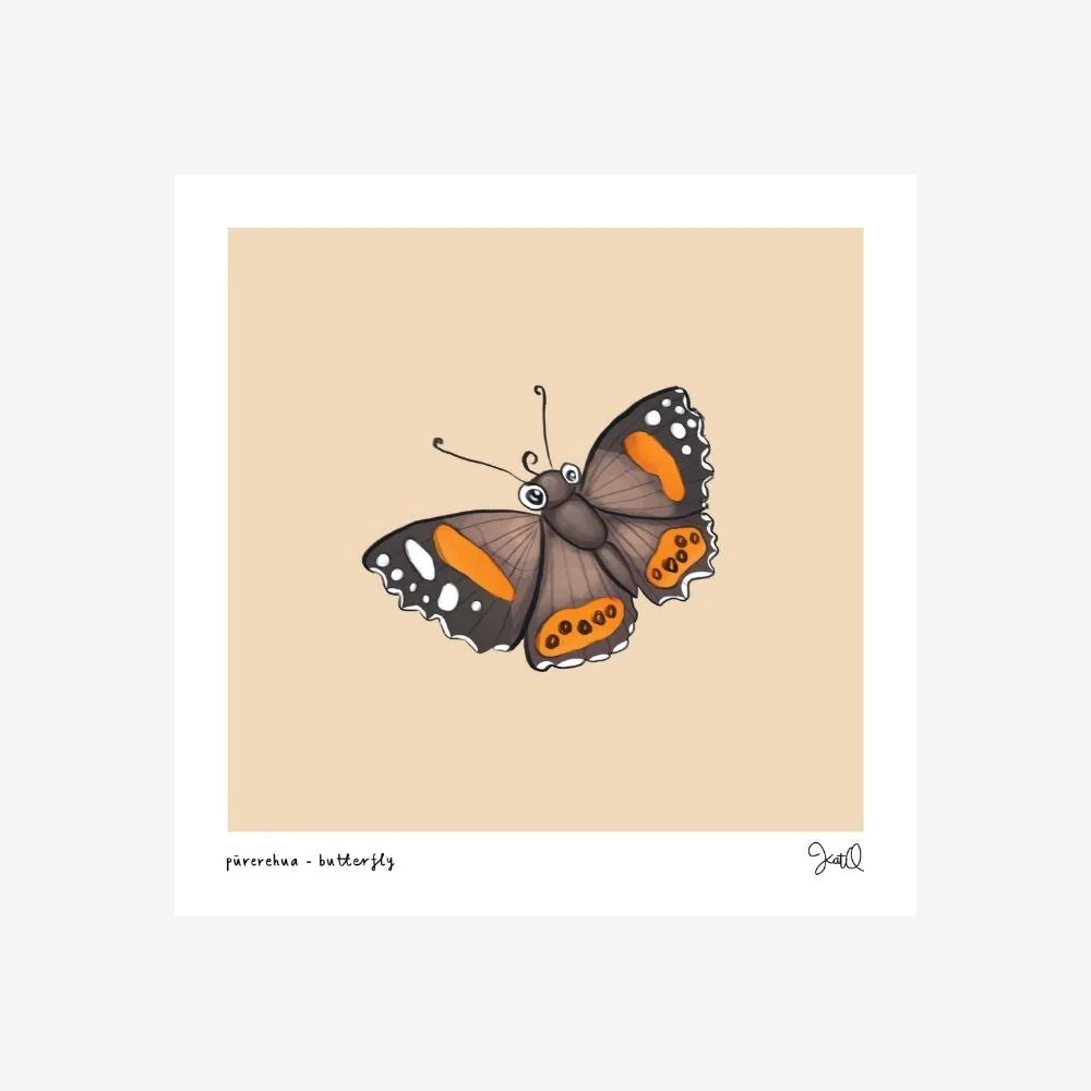Illustrated Kat | Print - Pūrerehua - Butterfly