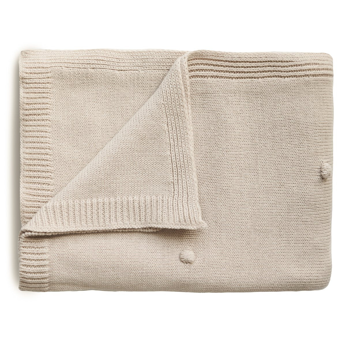 Mushie | Knitted Textured Dots Baby Blanket - Off White Melange
