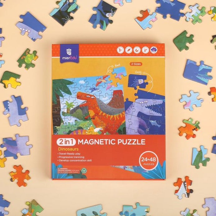 mierEdu | 2 in 1 Magnetic Puzzle - Dinosaurs