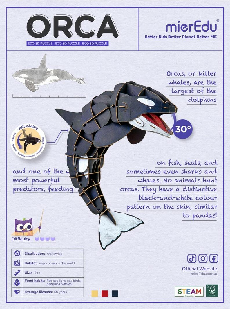 mierEdu | Eco 3D Puzzle - Orca