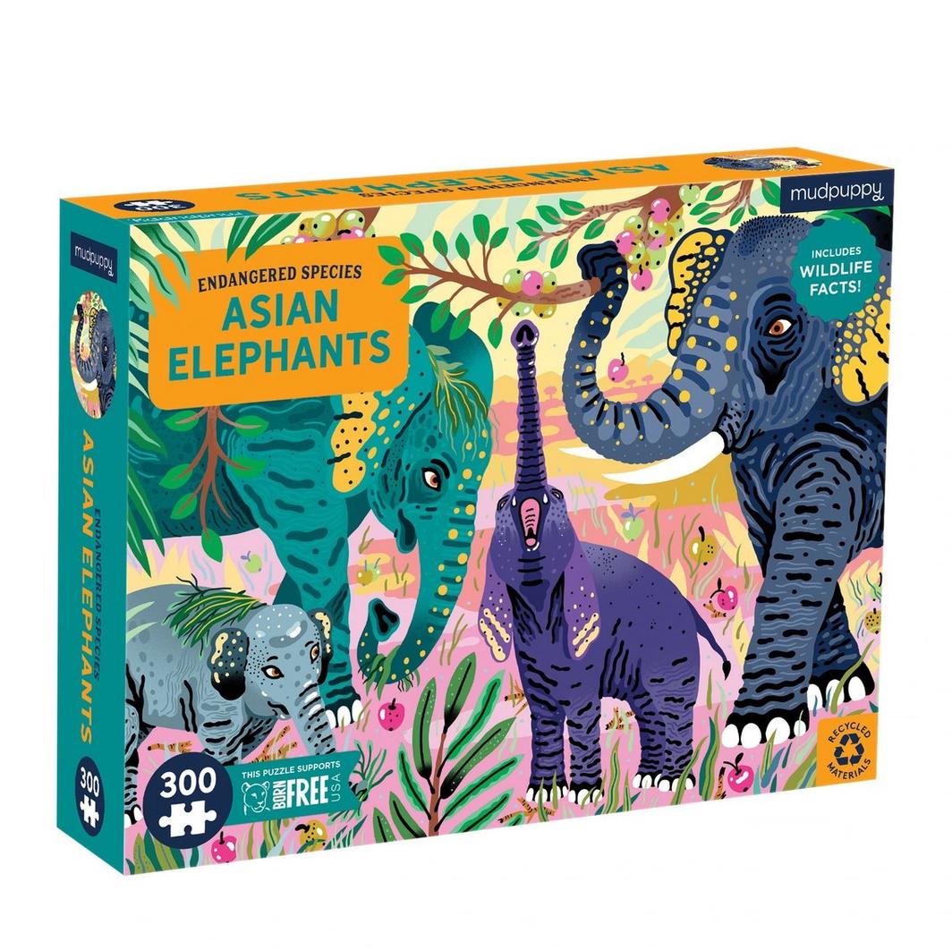 Mud Puppy | 300pc Puzzle - Endangered Species: Asian Elephants