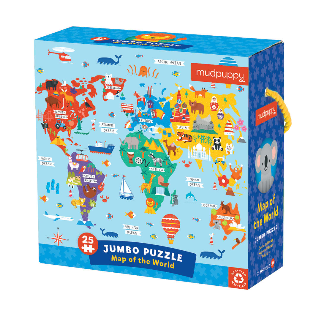 Mud Puppy | Map of the World - 25 pc Jumbo Puzzle
