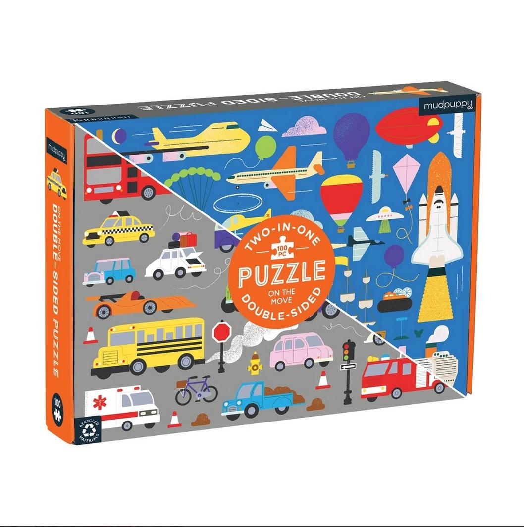 Mud Puppy | Double Sided Puzzle 100pc - On the Move