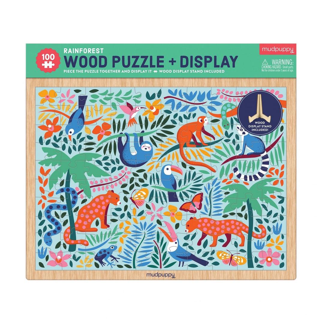 Mud Puppy | 100 Piece Wood Puzzle + Display - Rainforest