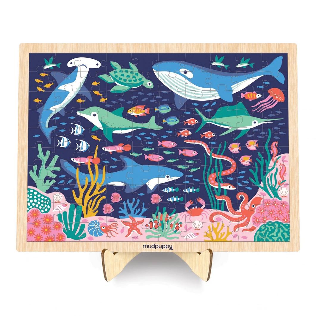 Mud Puppy | 100 Piece Wood Puzzle + Display - Ocean Life
