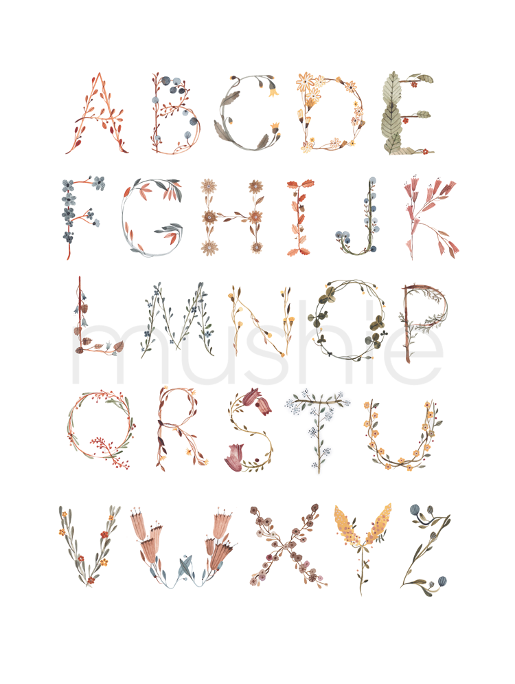 Mushie | Alphabet Floral Poster