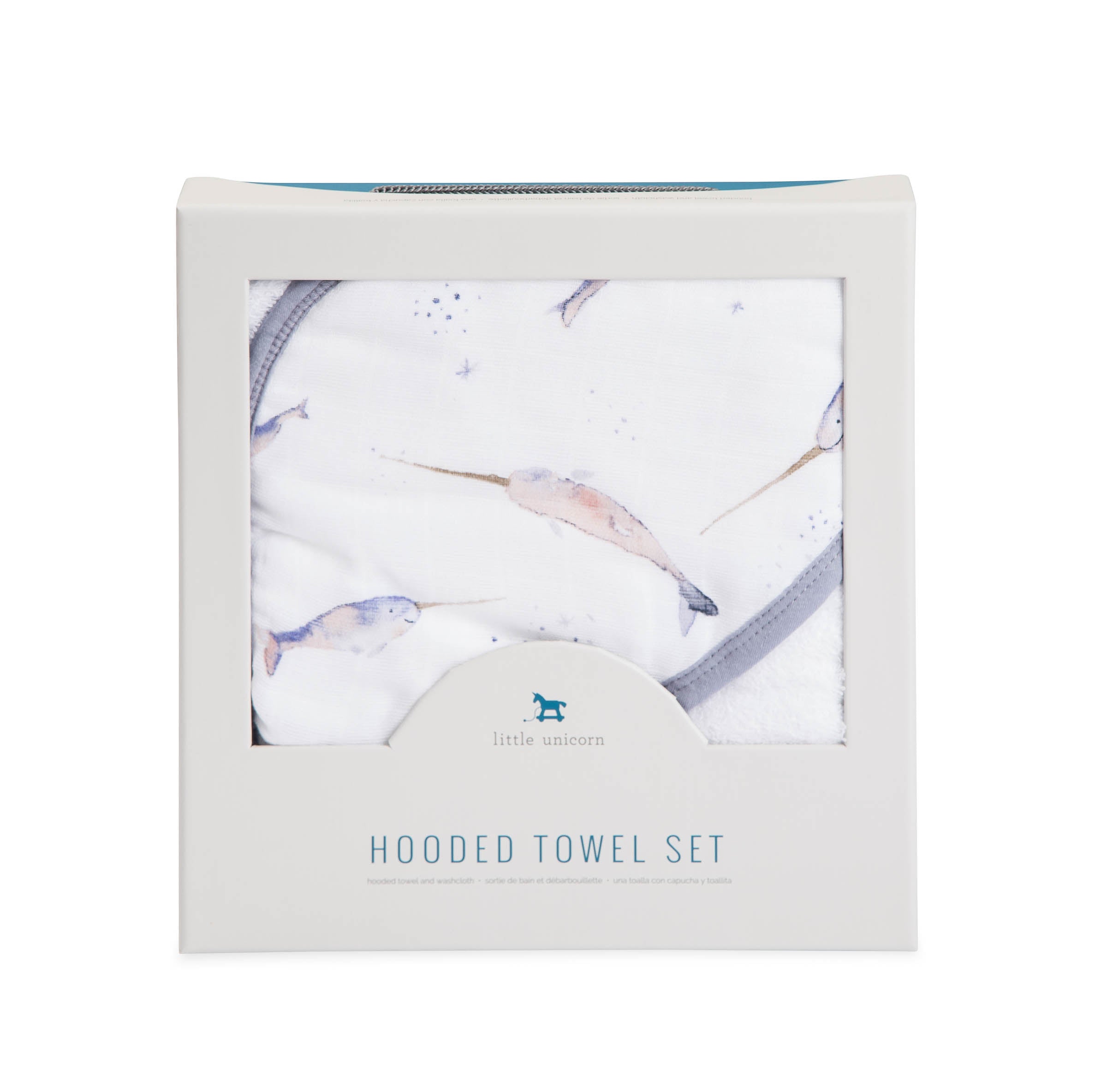 Little Unicorn | Hooded Towel & Wash Cloth - Narwhal