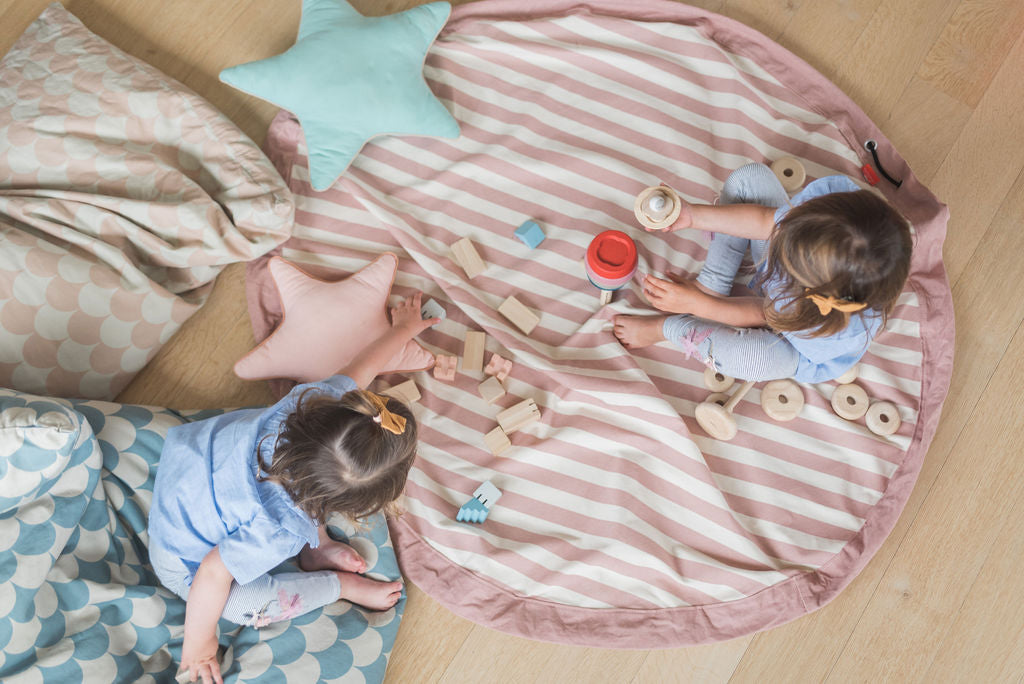 Play & Go | Toy Storage Bag & Play Mat - Dusky Pink Stripes