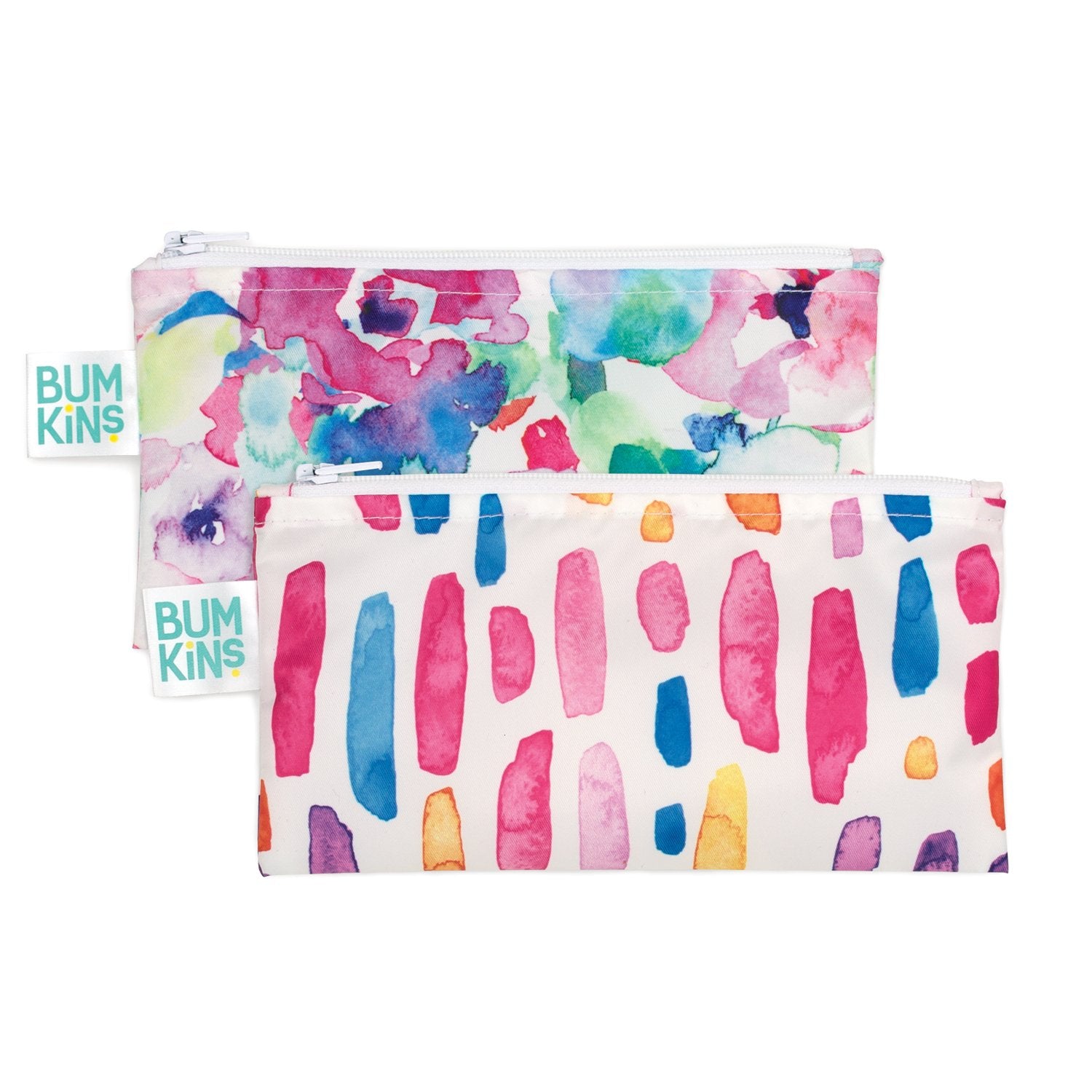 Bumkins | Small Snack Bag - Watercolour & Brush Strokes 2pk