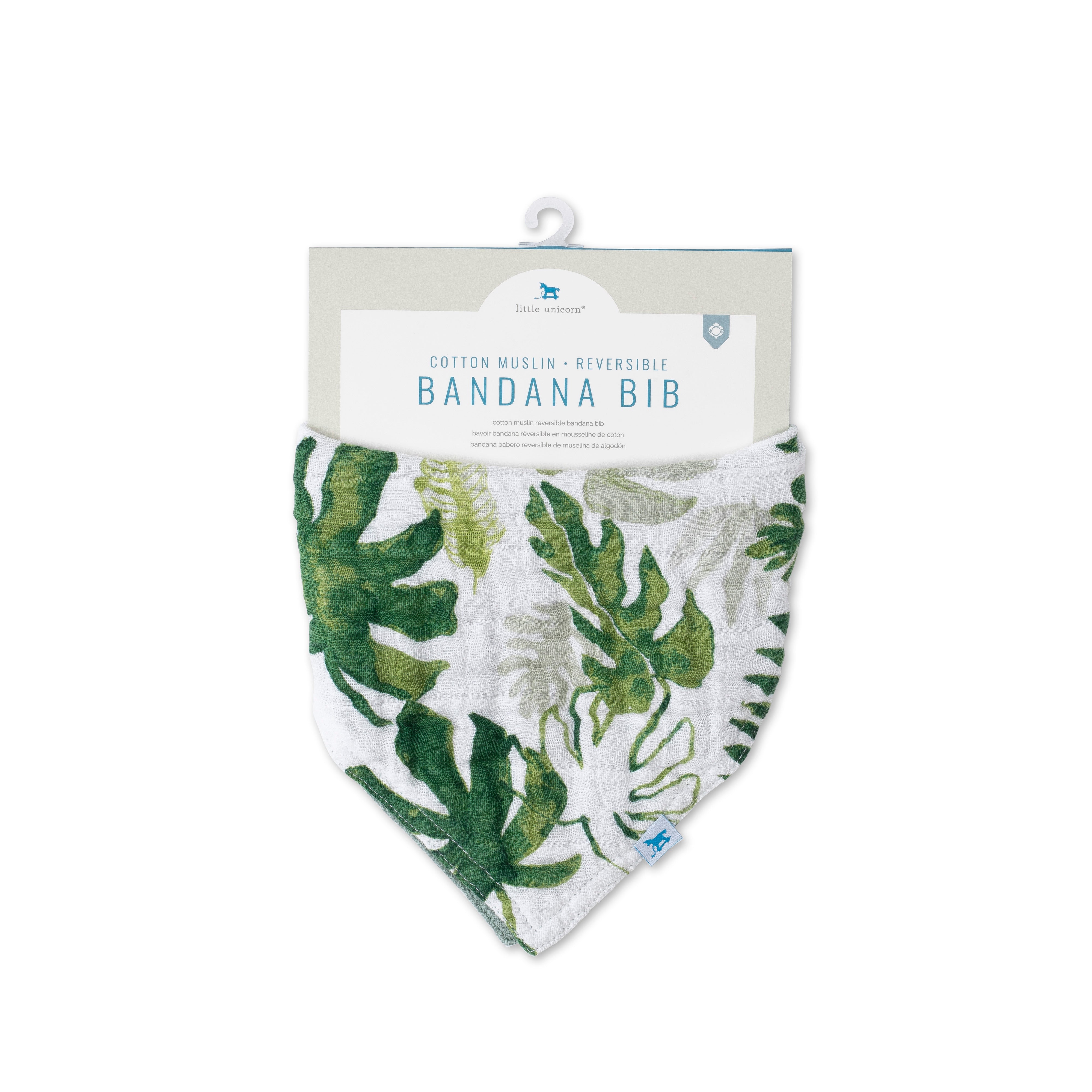 Little Unicorn | Reversible Bandana Bib - Tropical Leaf