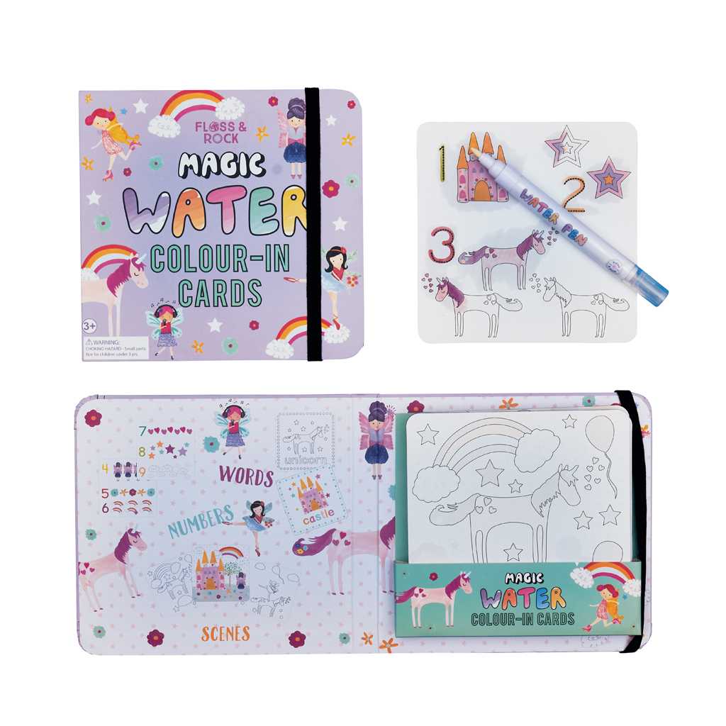 Floss & Rock | Magic Water Colour-in-Cards - Fairy Unicorn
