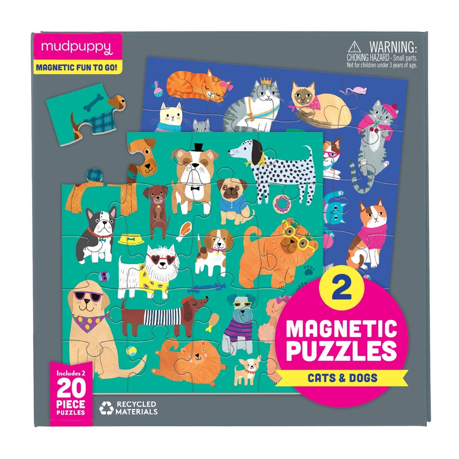 Mud Puppy | Magnetic Puzzle | 2-in-1 - Cats & Dogs