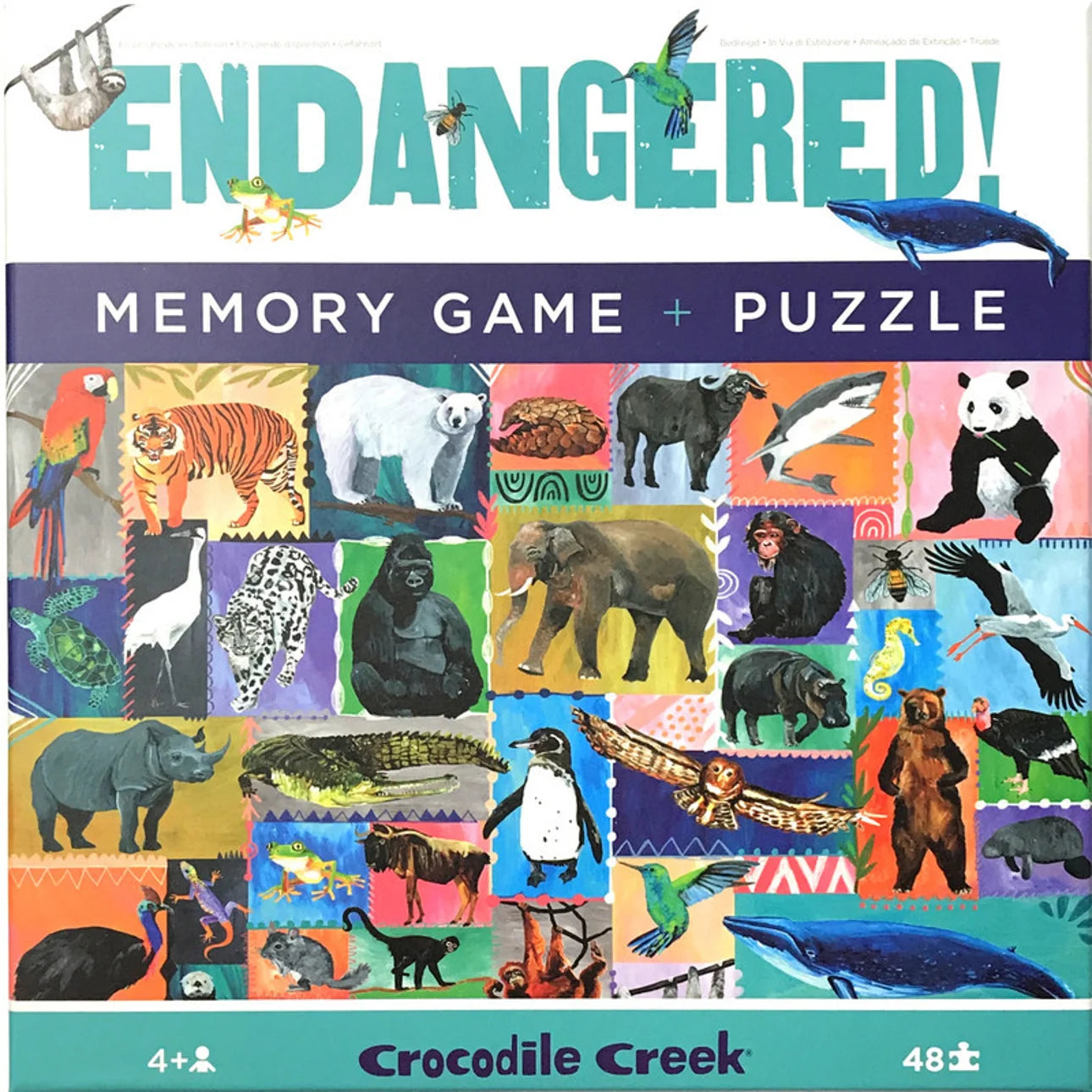 Crocodile Creek | Memory Game & 48pc Puzzle - Endangered