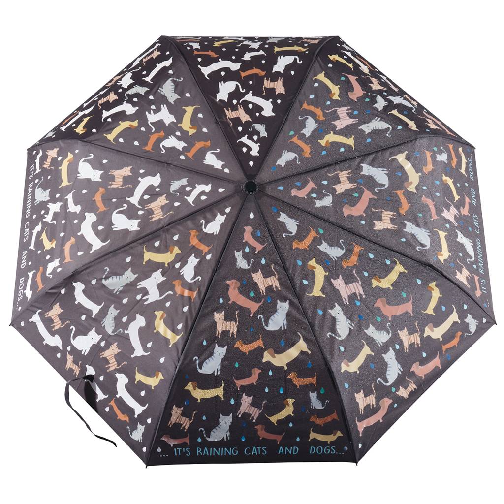 Floss & Rock | Fold Up Colour Change Umbrella - Cats & Dogs