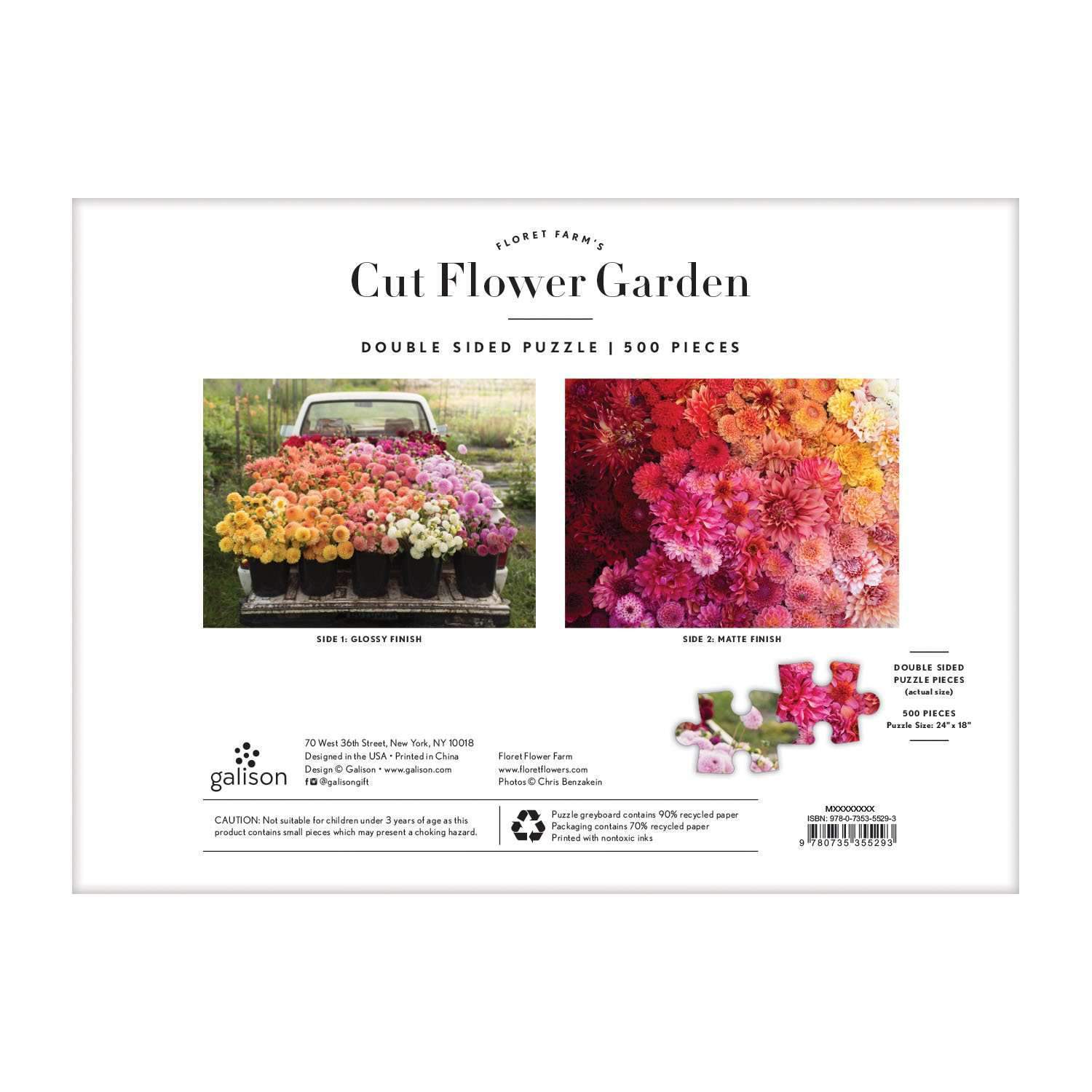 Galison | Double Sided 500pc Puzzle - Floret Farm's Cut Flower Garden