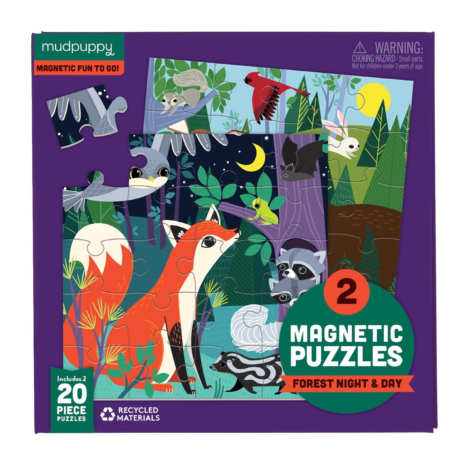 Mud Puppy | Magnetic Puzzle | 2-in-1 - Forest Night & Day