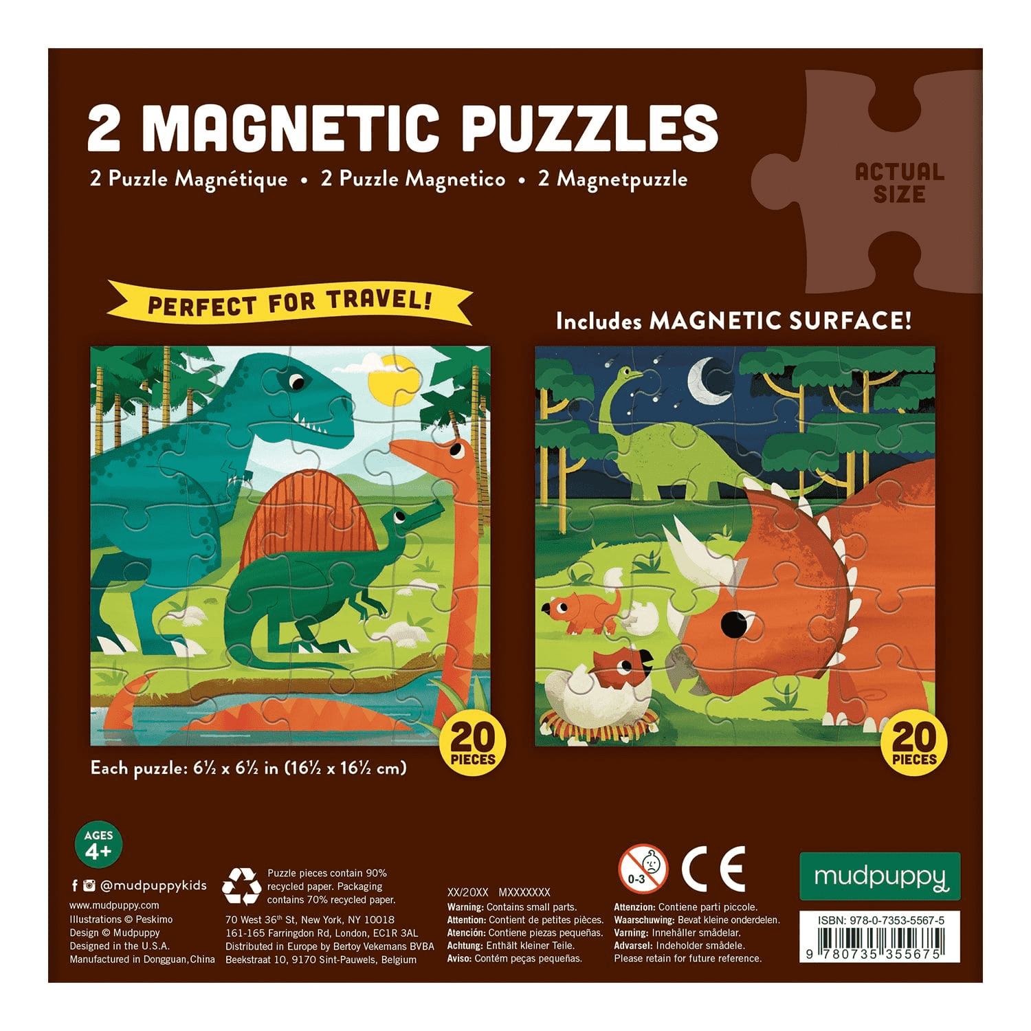 Mud Puppy | Magnetic Puzzle | 2-in-1 - Mighty Dinosaurs